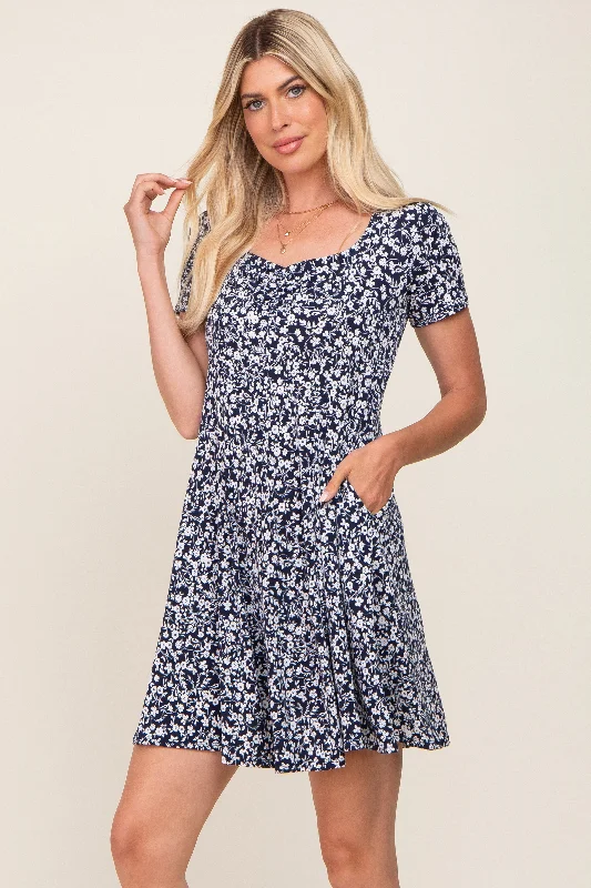 navy-floral-short-sleeve-maternity-dress