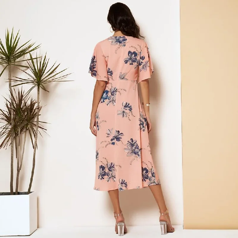 new-summer-dress-women-2021-pink-floral-printing-v-neck-slim-fiitted-ruffle-short-sleeves-a-line-thin-chiffon-sweet-midi-dresses