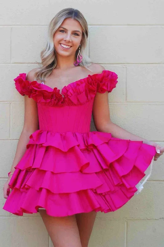 off-the-shoulder-fuchsia-tiered-a-line-homecoming-dress