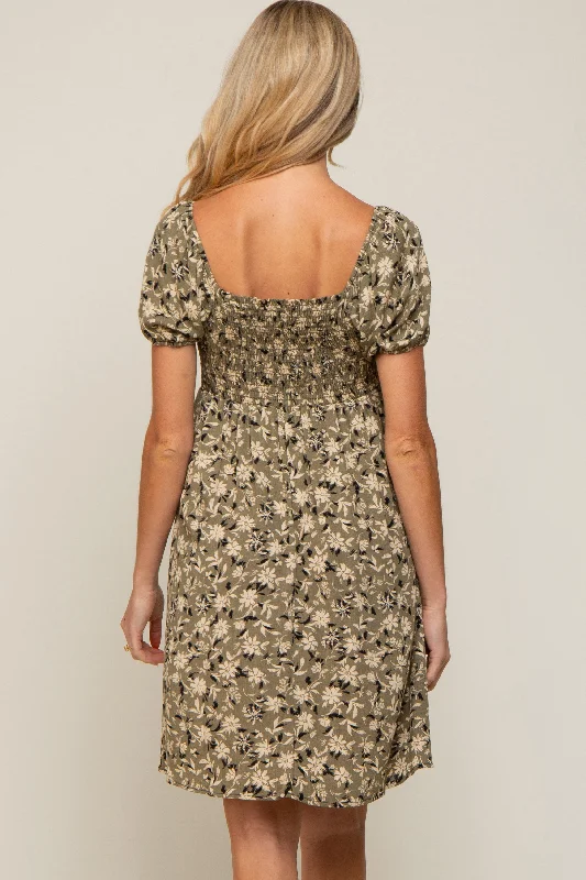 olive-floral-sweetheart-maternity-dress