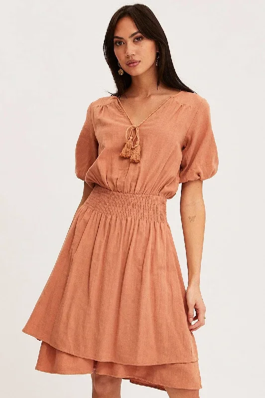 orange-midi-dress-short-sleeve-v-neck-ale1269-34b