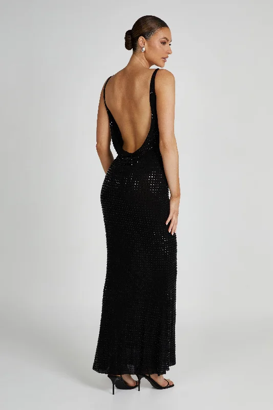 pam-square-diamante-maxi-dress-black