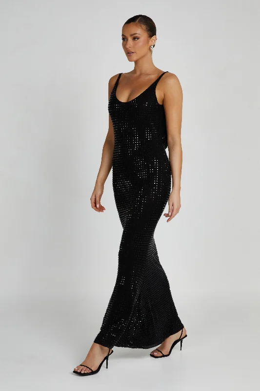 pam-square-diamante-maxi-dress-black