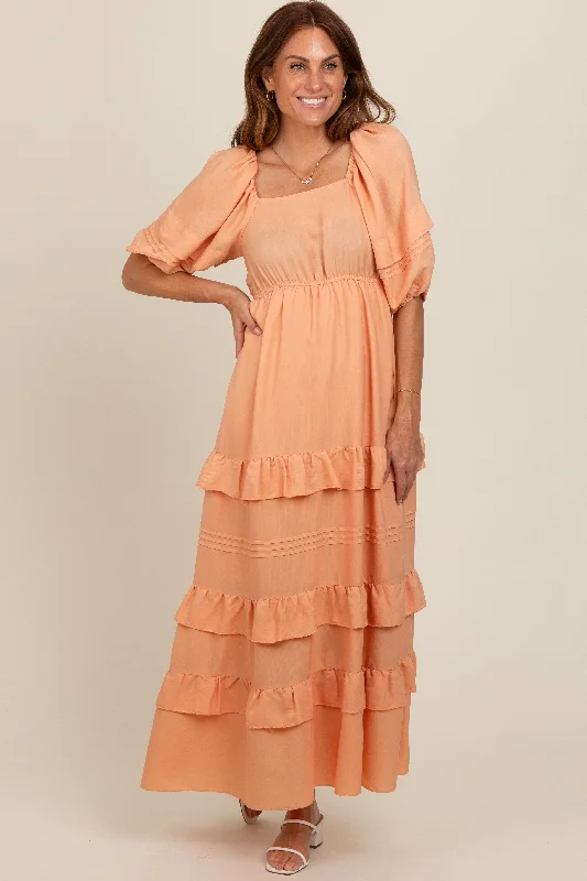 peach-ruffle-tiered-maternity-maxi-dress