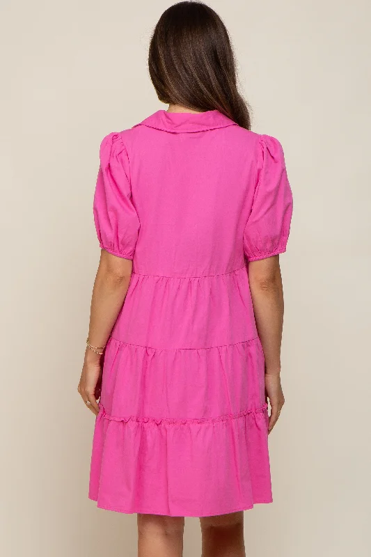 pink-collared-tiered-maternity-dress