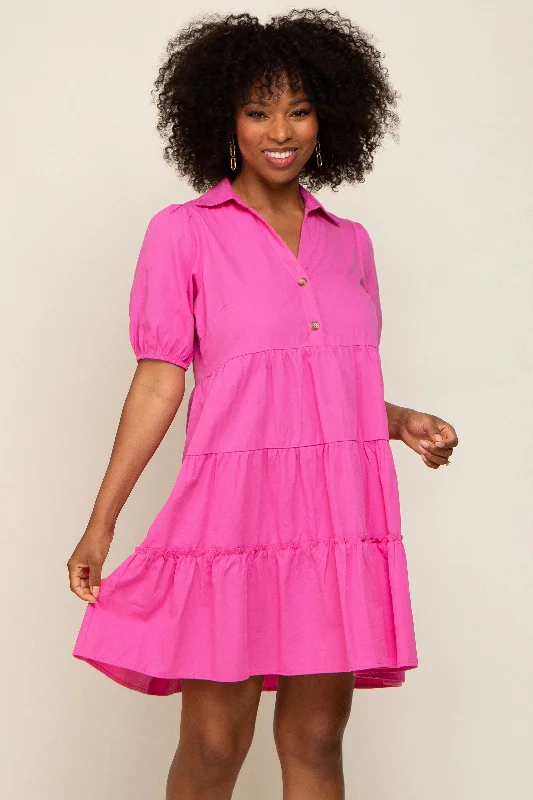 pink-collared-tiered-maternity-dress