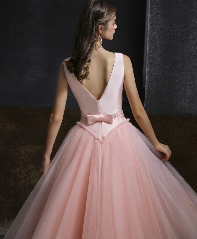 pink-round-neck-tulle-short-prom-dress-pink-tulle-bridesmaid-dress