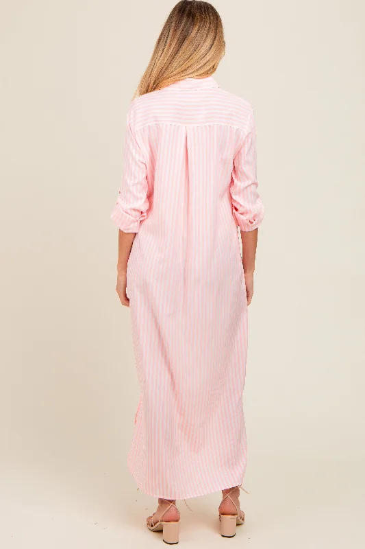 pink-striped-button-down-maternity-maxi-dress