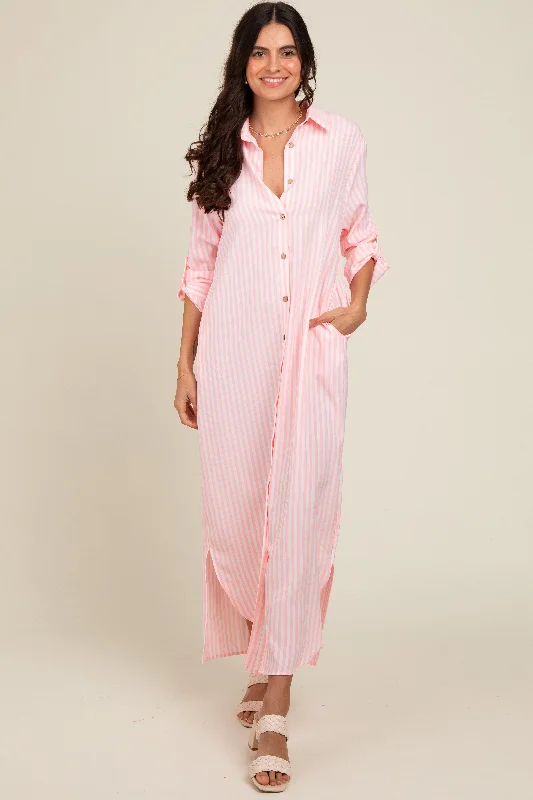 pink-striped-button-down-maternity-maxi-dress