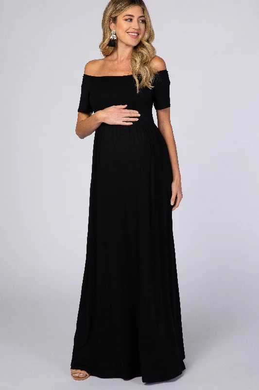 pinkblush-black-off-the-shoulder-short-sleeve-maternity-maxi-dress