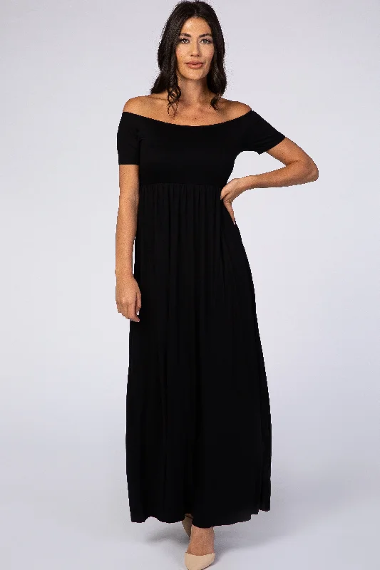 pinkblush-black-off-the-shoulder-short-sleeve-maternity-maxi-dress