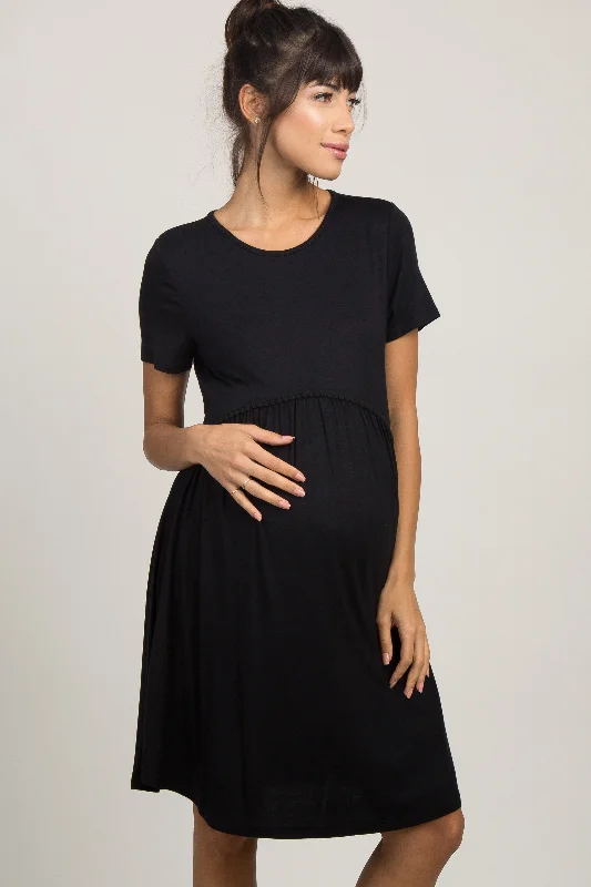 pinkblush-black-solid-crochet-trim-maternity-shift-dress