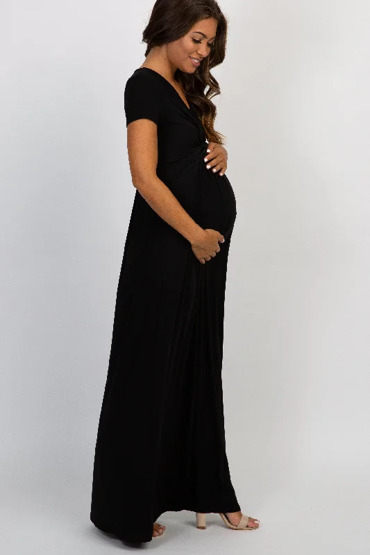 pinkblush-petite-black-draped-maternity-nursing-maxi-dress