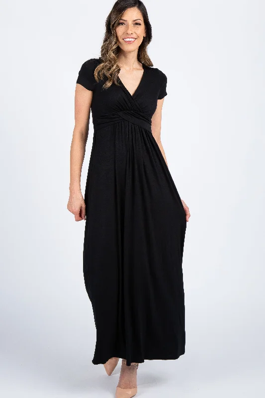 pinkblush-petite-black-draped-maternity-nursing-maxi-dress