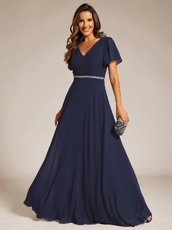 pleated-a-line-chiffon-evening-dress-with-short-sleeves-and-sequin-waist-ee11981