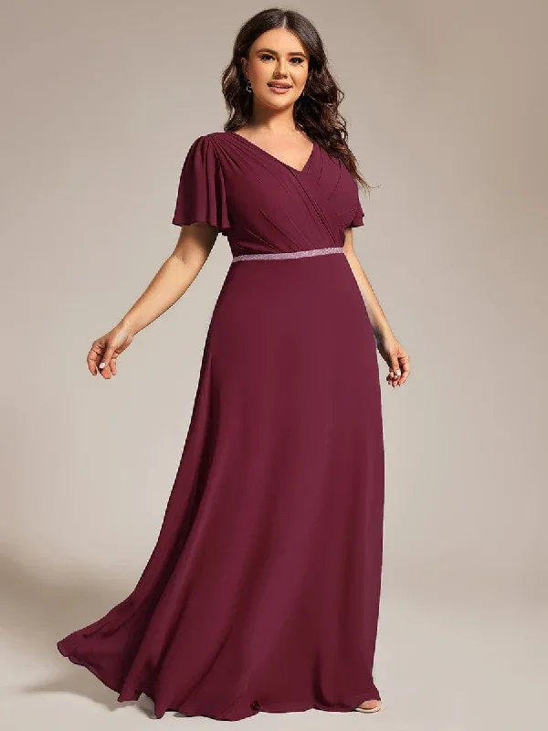 pleated-a-line-chiffon-evening-dress-with-short-sleeves-and-sequin-waist-ee11981