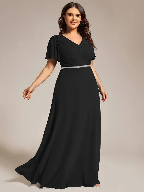 pleated-a-line-chiffon-evening-dress-with-short-sleeves-and-sequin-waist-ee11981