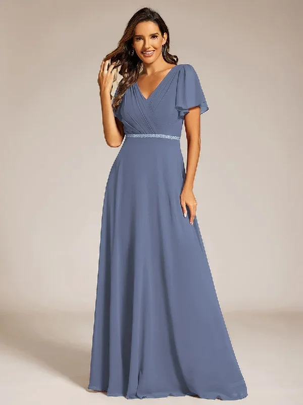 pleated-a-line-chiffon-evening-dress-with-short-sleeves-and-sequin-waist-ee11981