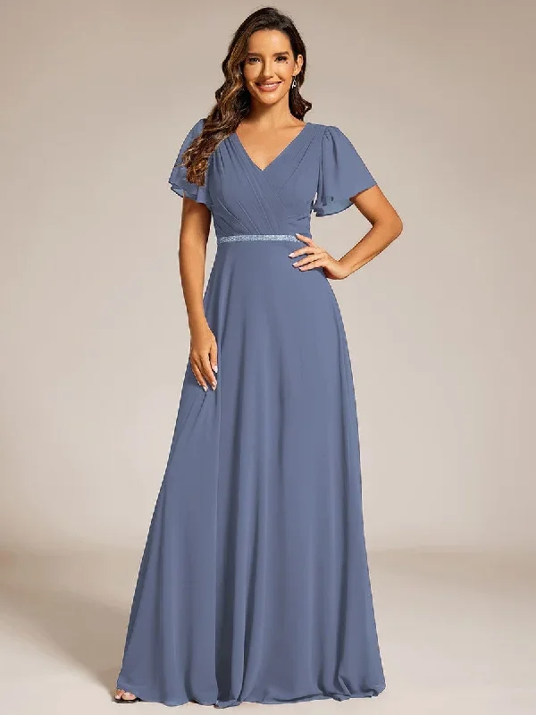 pleated-a-line-chiffon-evening-dress-with-short-sleeves-and-sequin-waist-ee11981