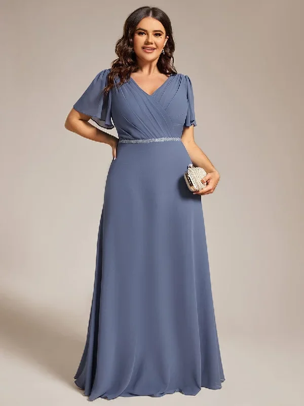 pleated-a-line-chiffon-evening-dress-with-short-sleeves-and-sequin-waist-ee11981