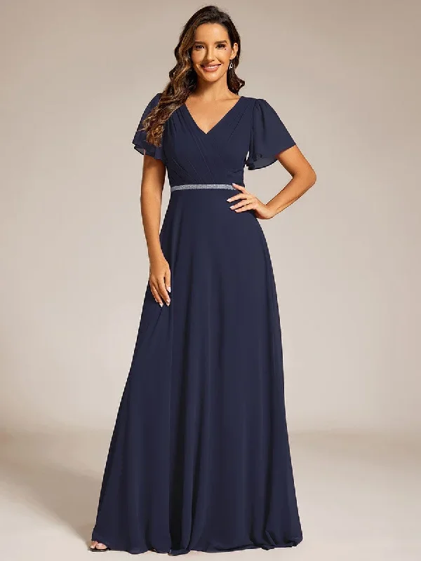 pleated-a-line-chiffon-evening-dress-with-short-sleeves-and-sequin-waist-ee11981