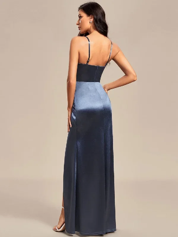 pleated-front-slit-spaghetti-straps-high-stretch-bodycon-satin-bridesmaid-dress-es01836