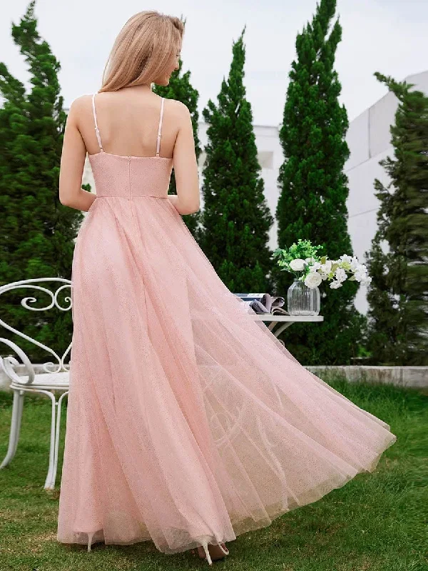 pleated-lace-pearl-waist-high-slit-bridesmaid-dress-with-v-neck-es02188