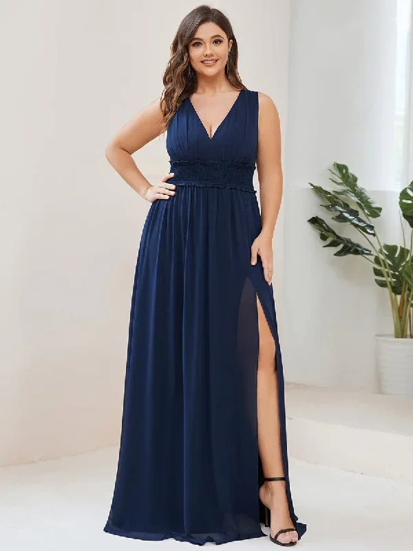 plus-size-v-neck-sleeveless-pleated-chiffon-evening-dress-es01405