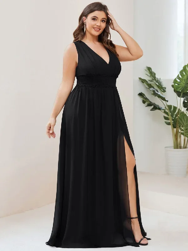 plus-size-v-neck-sleeveless-pleated-chiffon-evening-dress-es01405