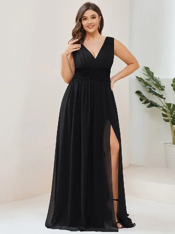 plus-size-v-neck-sleeveless-pleated-chiffon-evening-dress-es01405