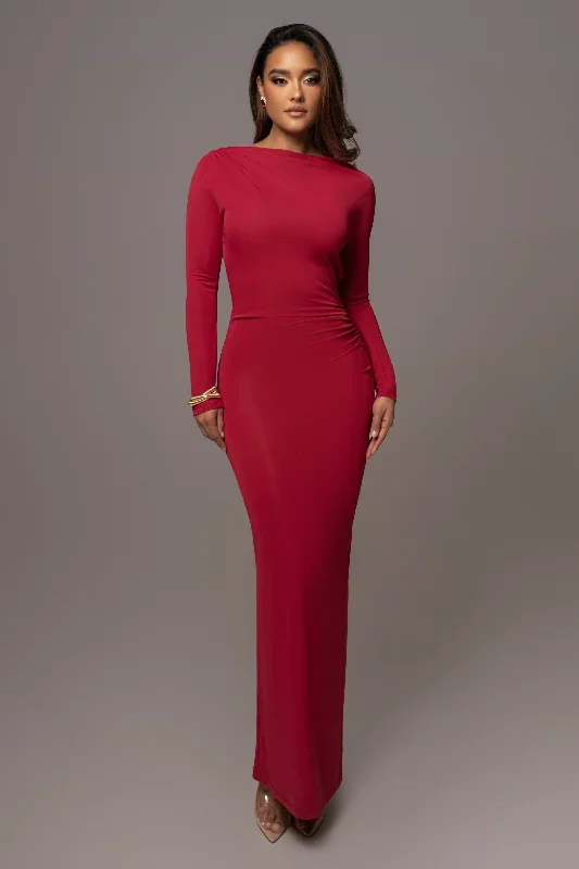 Red Kathleen Slit Maxi Dress