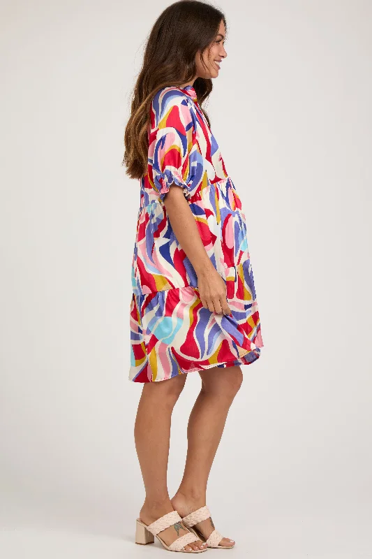 red-multi-color-patterned-ruffle-tiered-maternity-dress