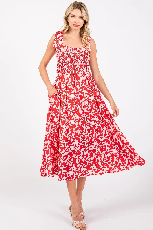 red-printed-smocked-shoulder-tie-maternity-midi-dress