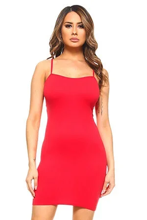 Red Seamless Cami Slip Dress