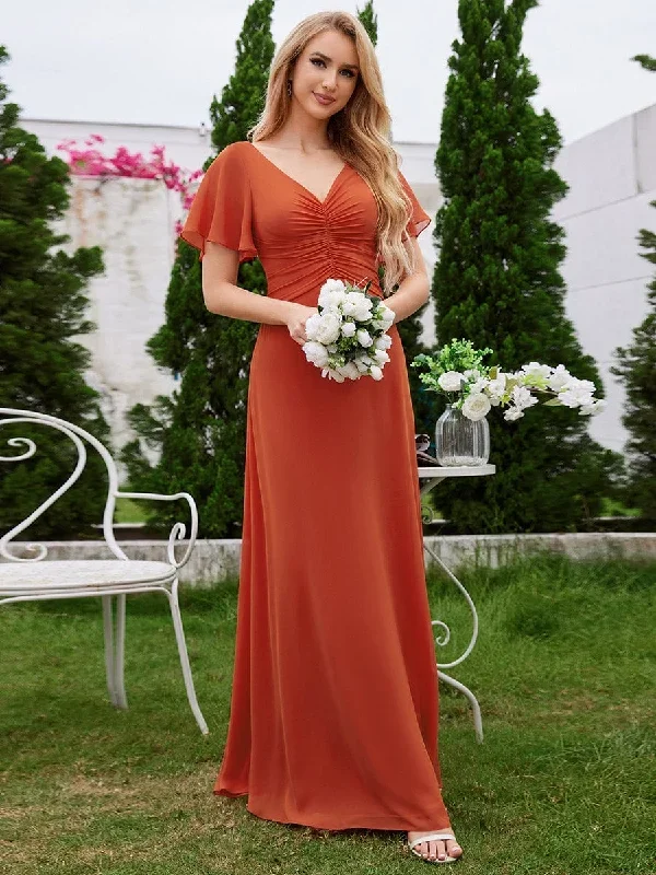 ruffled-sleeves-and-v-neck-pleated-a-line-chiffon-bridesmaid-dress-ess1021