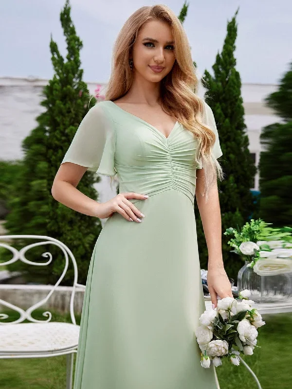 ruffled-sleeves-and-v-neck-pleated-a-line-chiffon-bridesmaid-dress-ess1021