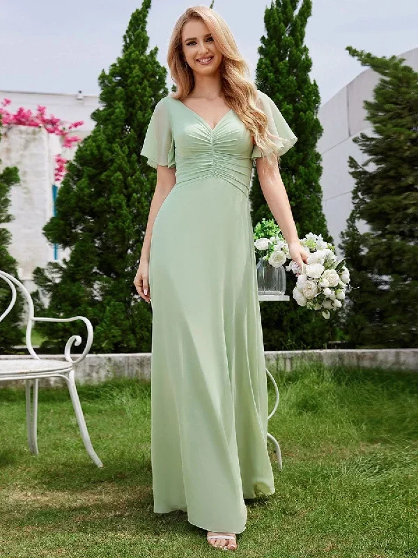 ruffled-sleeves-and-v-neck-pleated-a-line-chiffon-bridesmaid-dress-ess1021