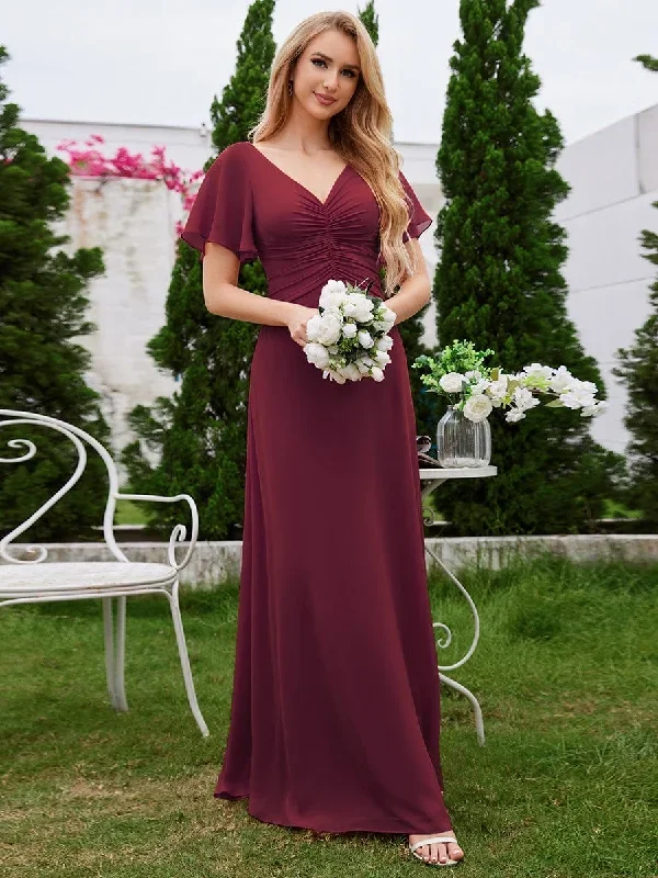 ruffled-sleeves-and-v-neck-pleated-a-line-chiffon-bridesmaid-dress-ess1021