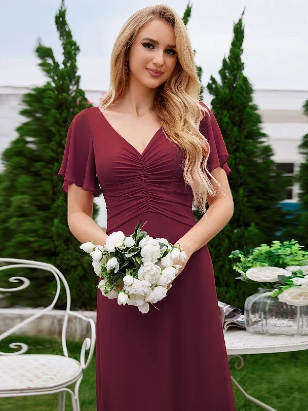 ruffled-sleeves-and-v-neck-pleated-a-line-chiffon-bridesmaid-dress-ess1021