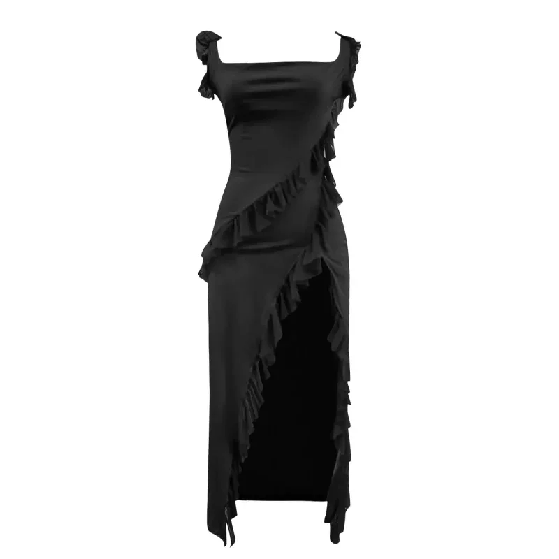 ruffles-chiffon-maxi-dress-for-women-2024-backless-split-sexy-black-long-wedding-party-elegant-luxury-chic-female