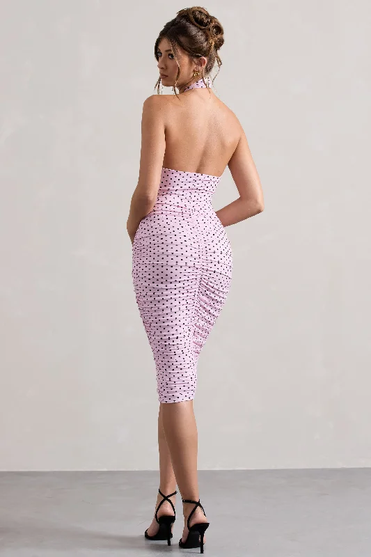 serendipity-pink-polka-dot-halter-neck-ruched-midi-dress-cl126092233