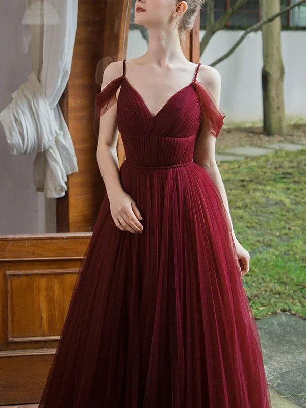 simple-burgundy-v-neck-tulle-long-prom-dress-burgundy-bridesmaid-dress