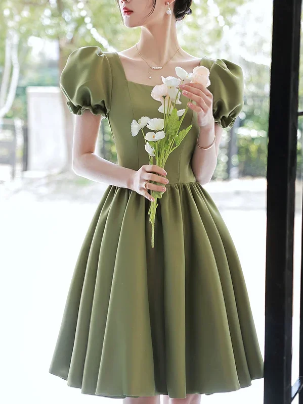 simple-green-satin-short-prom-dress-green-satin-bridesmaid-dress