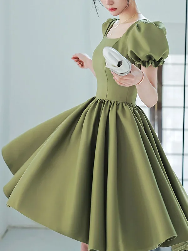 simple-green-satin-short-prom-dress-green-satin-bridesmaid-dress