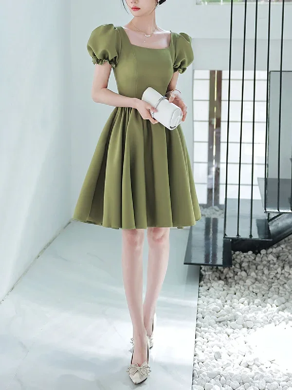 simple-green-satin-short-prom-dress-green-satin-bridesmaid-dress