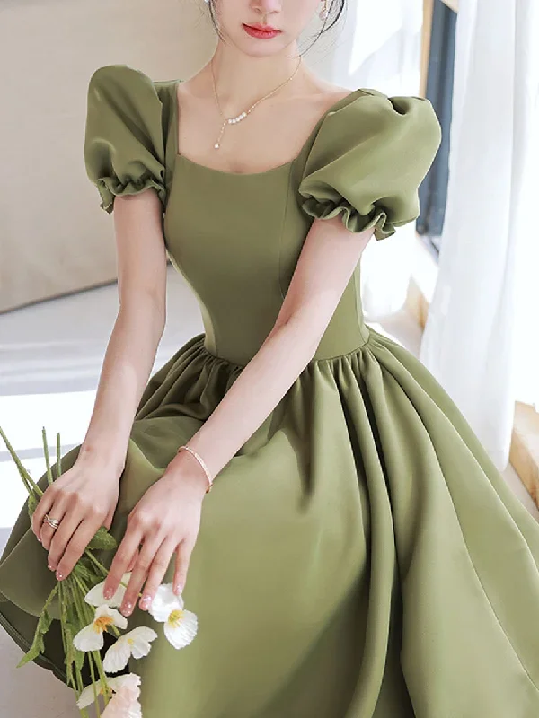 simple-green-satin-short-prom-dress-green-satin-bridesmaid-dress