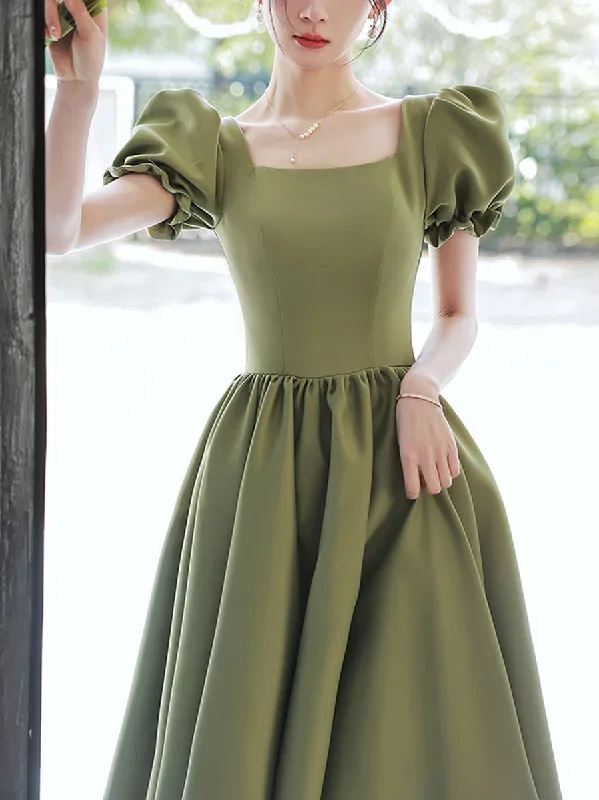 simple-green-satin-short-prom-dress-green-satin-bridesmaid-dress