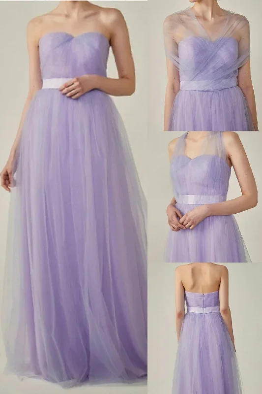 simple-lavender-strapless-tulle-mismatch-bridesmaid-dress