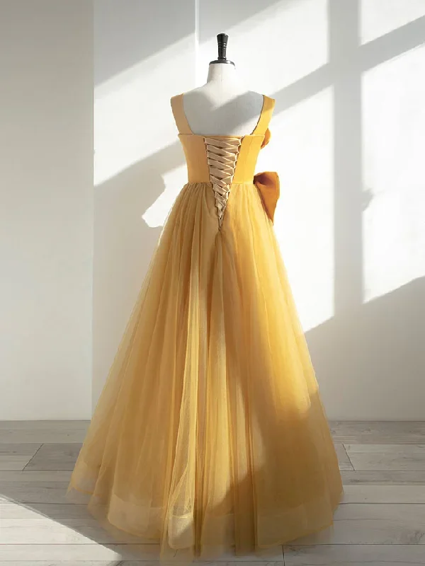 simple-yellow-tulle-long-prom-dress-yellow-evening-dress