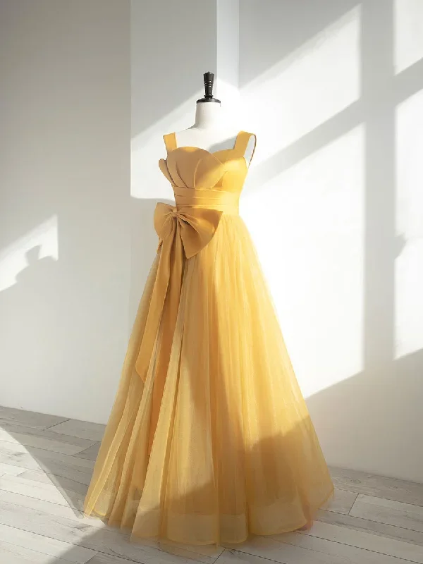 simple-yellow-tulle-long-prom-dress-yellow-evening-dress